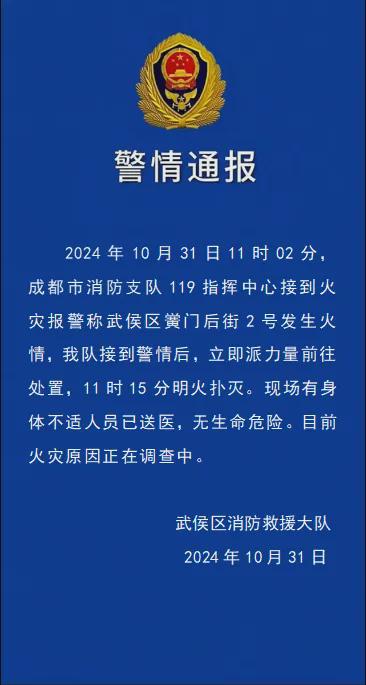 成都商铺火灾，消防部门迅速应对并通报情况